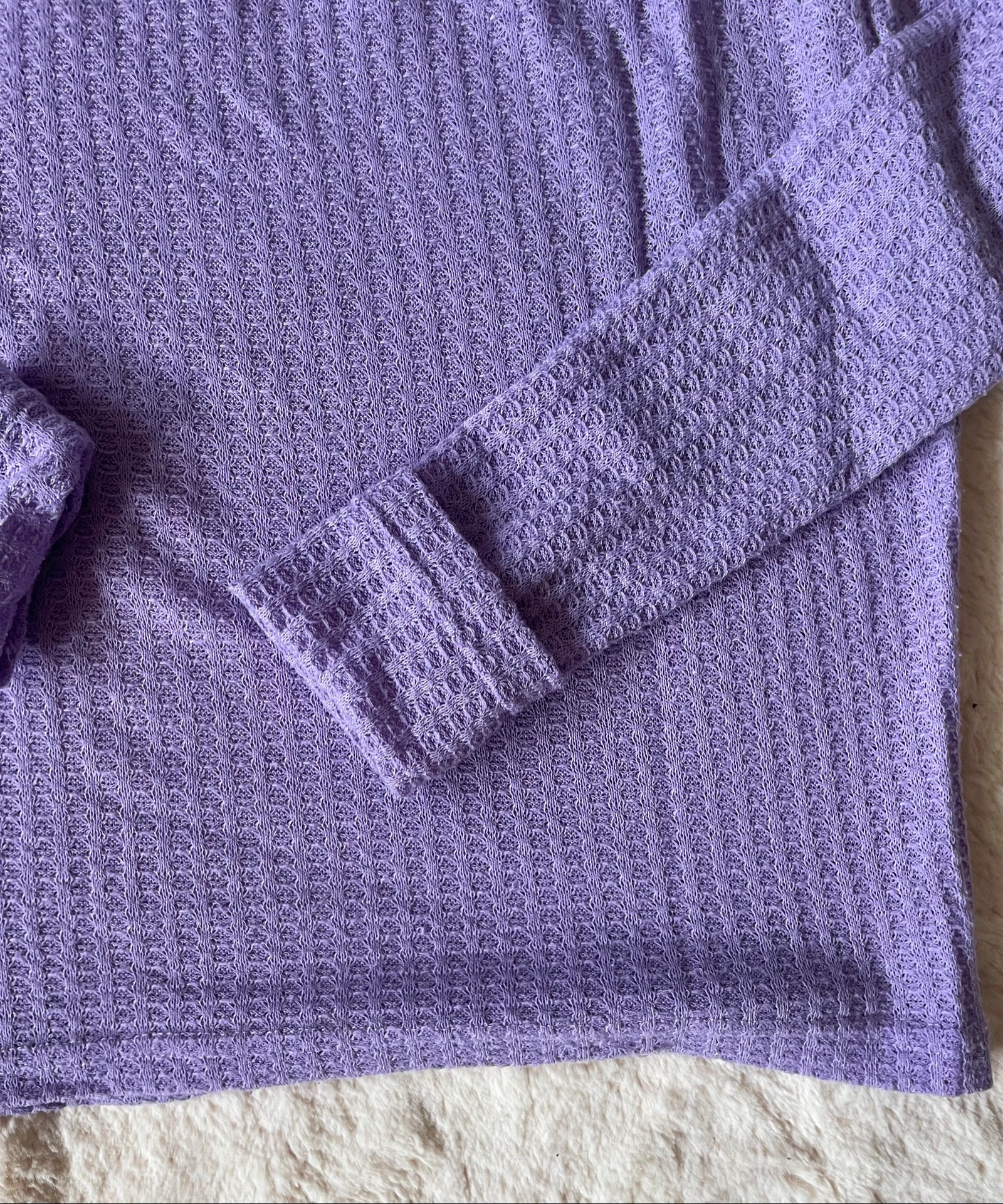 Camiseta de cuello alto texturizada lila – Talla S – photo 3